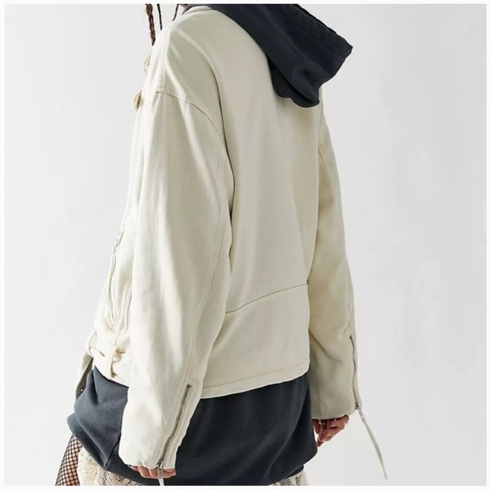 Free People We the Free Rebel Rebel Knit Moto Jacket in Vanilla Crème Size S - Picture 8 of 8